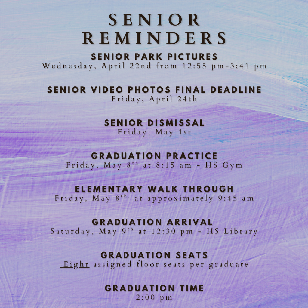 seniors and parents end of year reminders