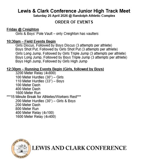 L&C JH track schedule of events 