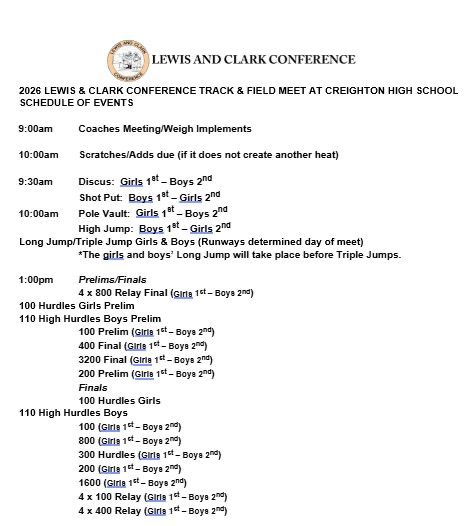 schedule of events 