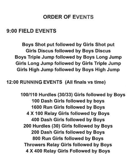 schedule of events