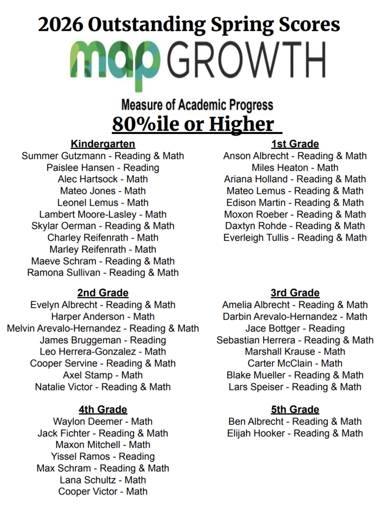 Emerson-Hubbard Elementary is proud to recognize our students who achieved outstanding spring MAP Growth scores this year! Their dedication, perseverance, and effort throughout the year have led to great success, and we couldn’t be prouder of their accomplishments. Way to go, students — keep up the great work!
