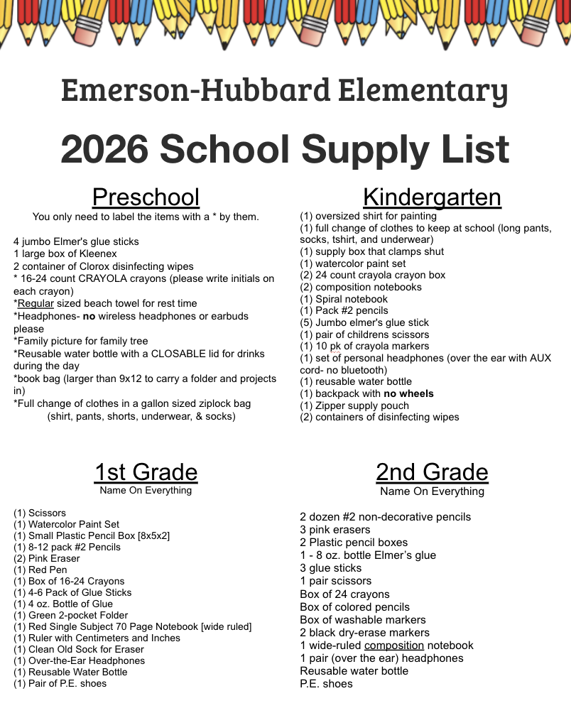 26-27 School Supply List (PS-2)