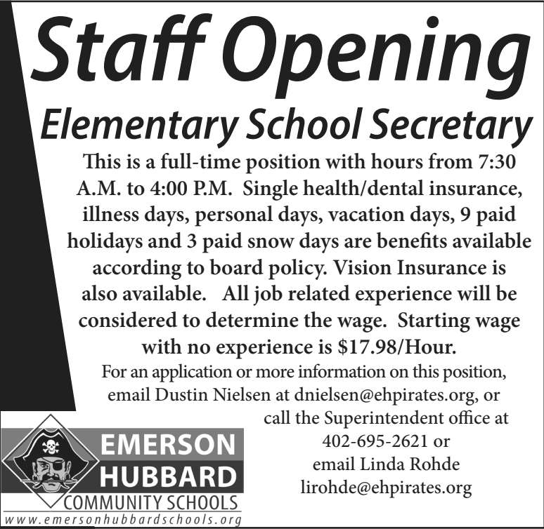 EH Elementary School Secretary Staff Opening