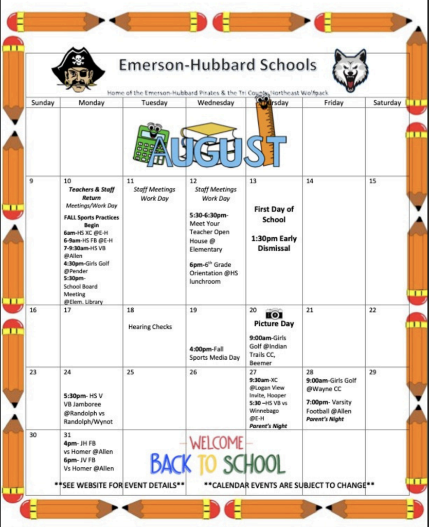 August 2026 Activity Calendar