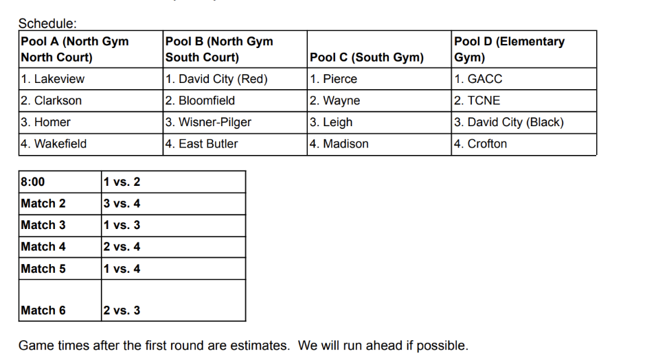 JV VB at Wisner 8AM