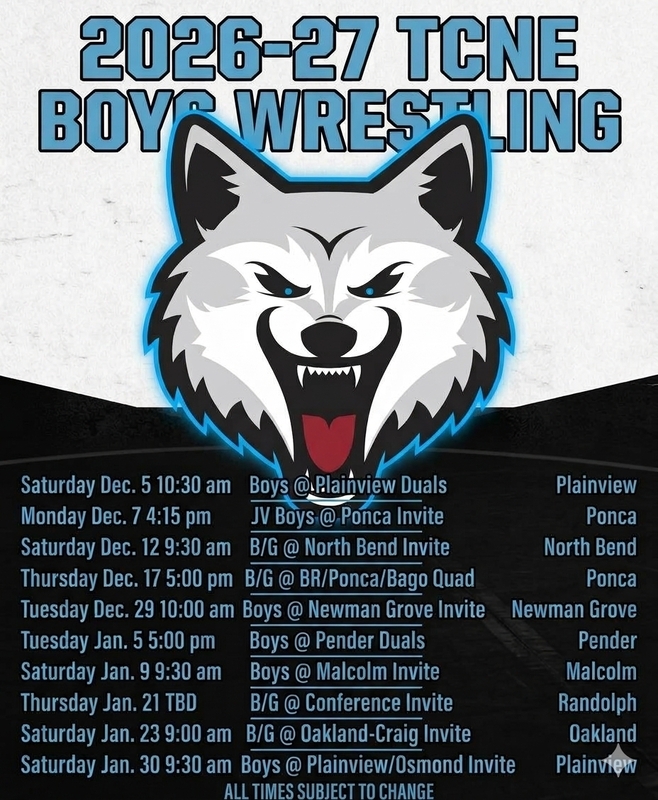 TCNE Boys Wrestling Schedule