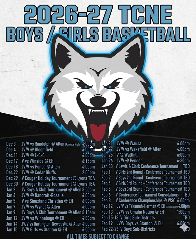 TCNE G & B Basketball Schedule