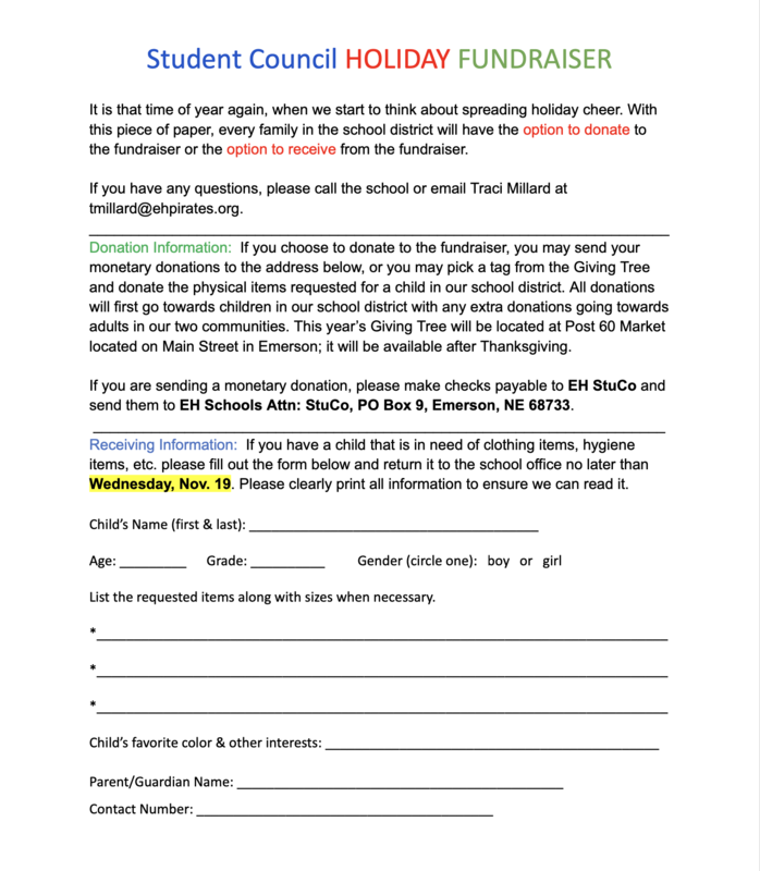 Student Council Holiday Fundraiser