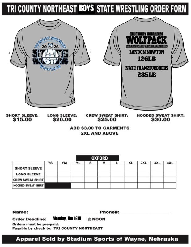BOYS state Wrestling Shirts