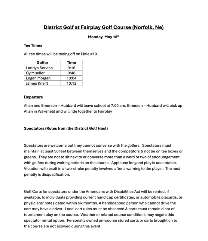 district golf info
