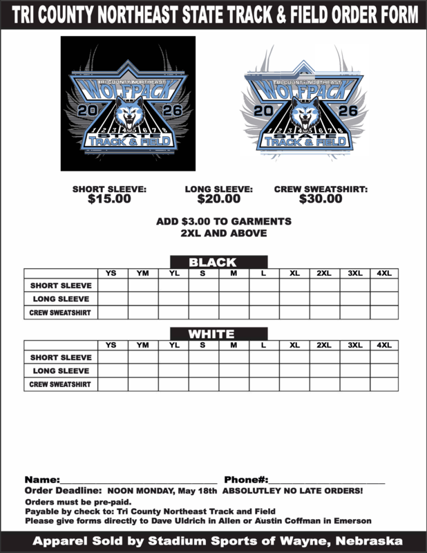 state track tshirt order form