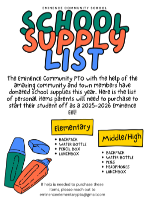 PTO School Supply List