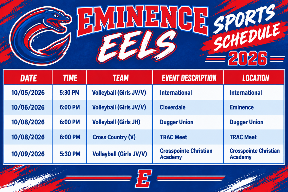 Eminence Weekly Sports Schedule