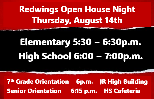 Redwings Open House Night - August 14th!!