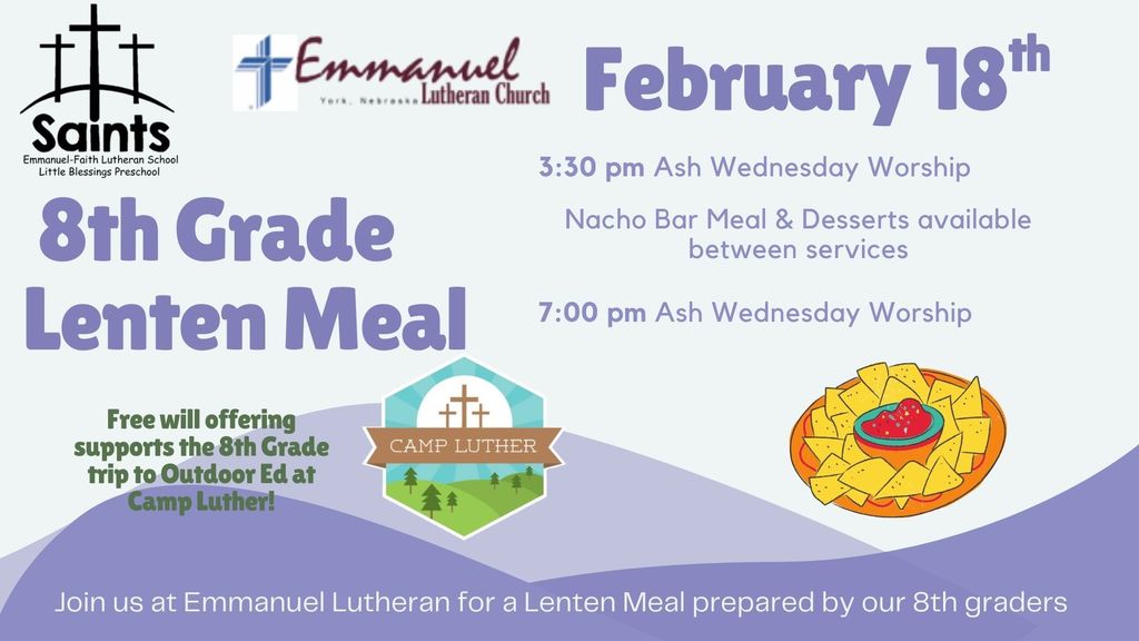 8th Grade Advent and Lent Meal
