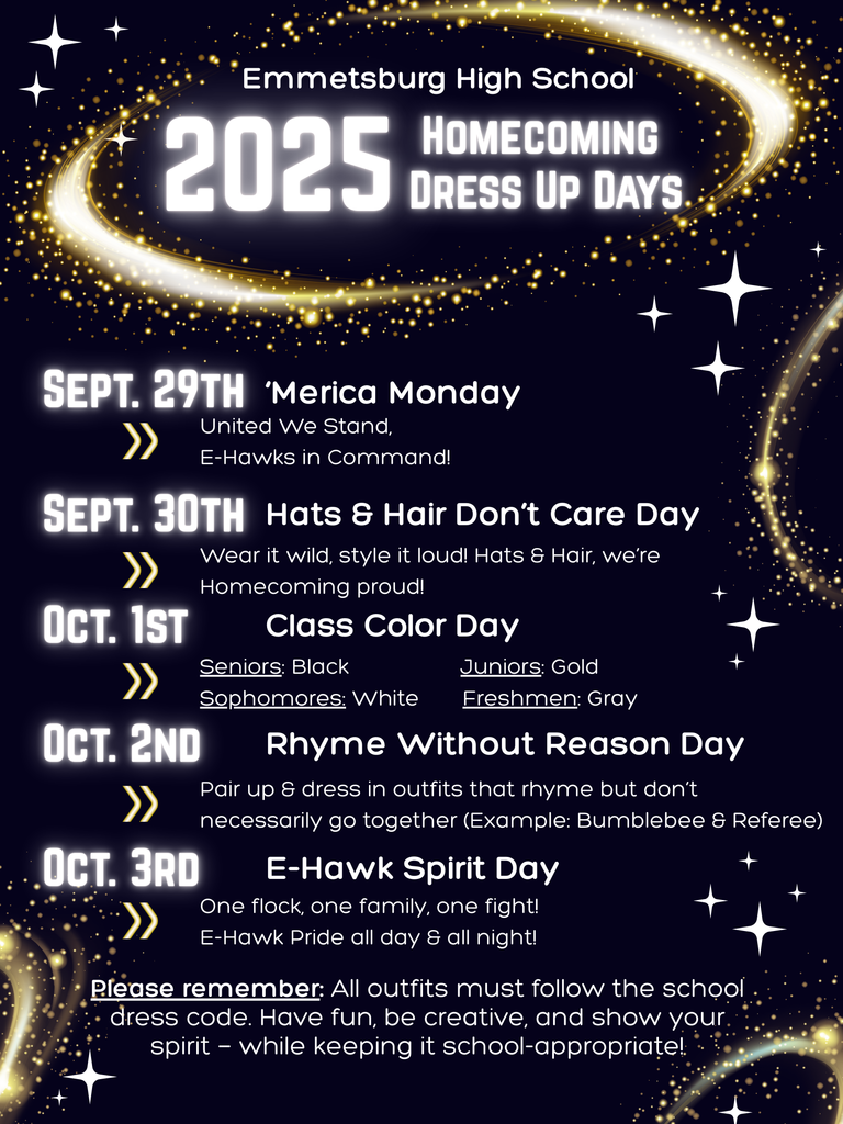 2025 High School Homecoming Dress Up Days