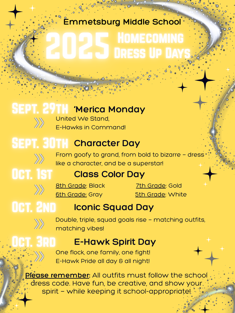 2025 Middle School Homecoming Dress Up Days