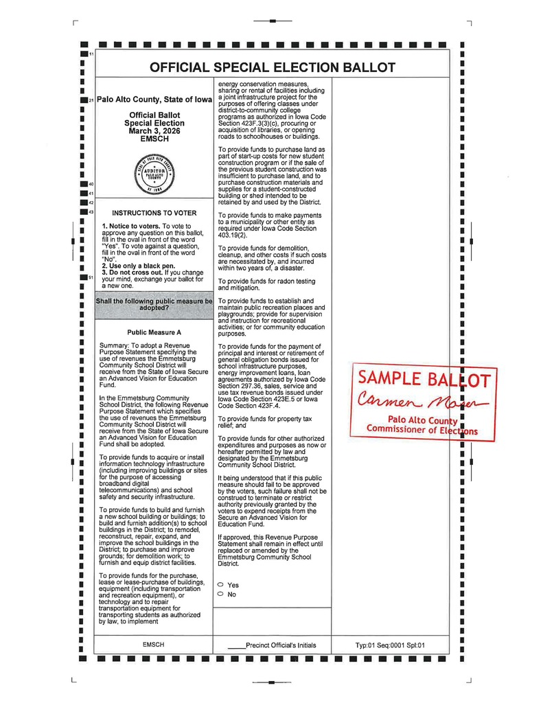 Ballot March 3, 2026 Special Election SAMPLE