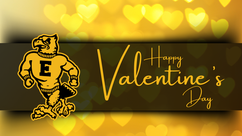 Emmetsburg Community School District wishes everyone a Happy Valentine’s Day with a golden heart-themed design.