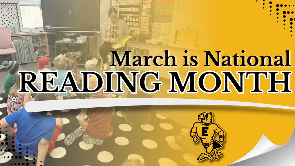 March is National Reading Month announcement featuring a teacher reading to students sitting on a classroom rug.