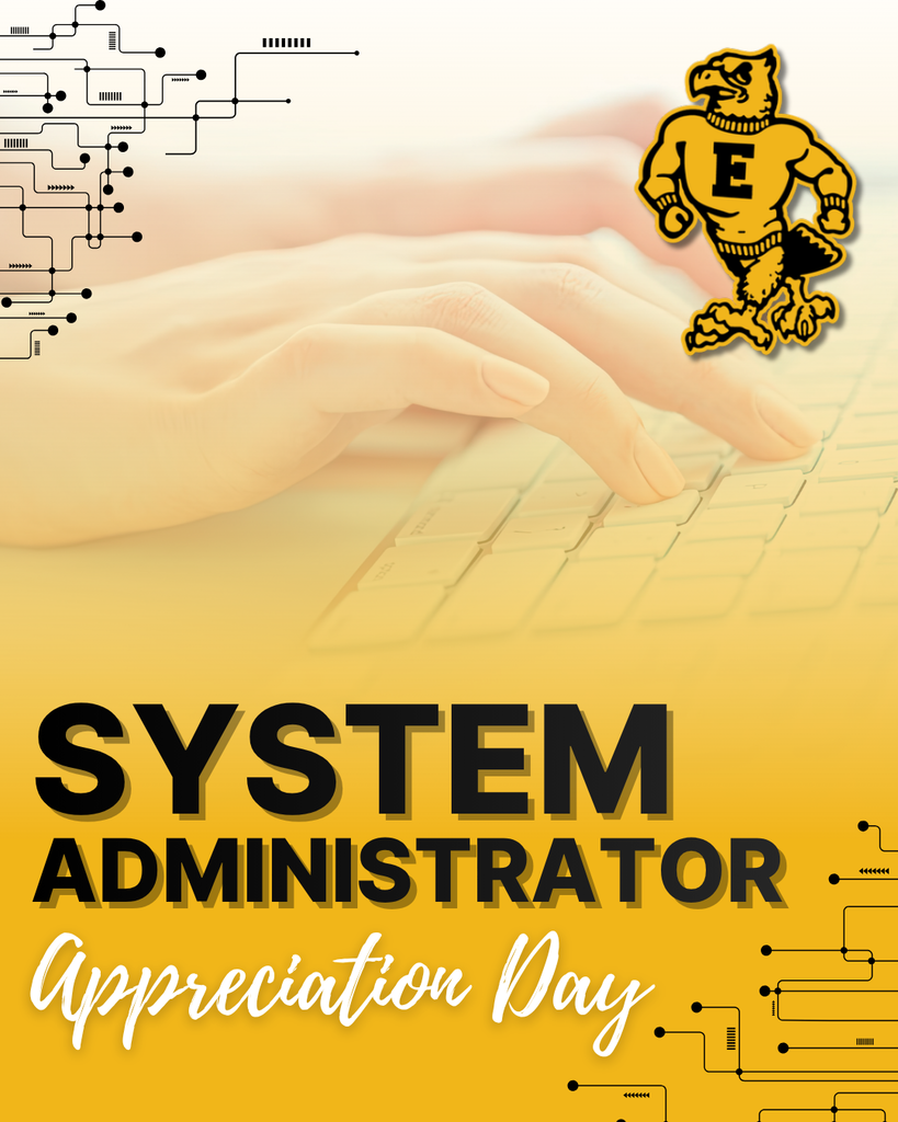 System Administrator Appreciation Day announcement featuring hands typing on a keyboard with circuit-inspired accents.