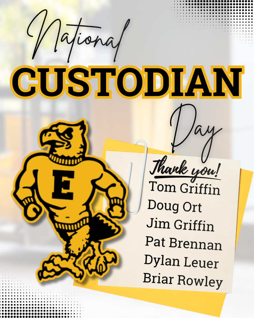 National Custodian Day thank-you honoring Tom Griffin, Doug Ort, Jim Griffin, Pat Brennan, Dylan Leuer, and Briar Rowley.