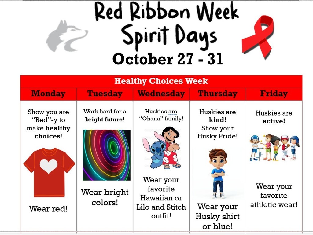Red Ribbon Week Spirit Days
