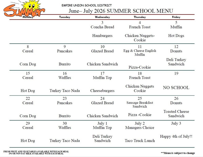 Summer School Meals