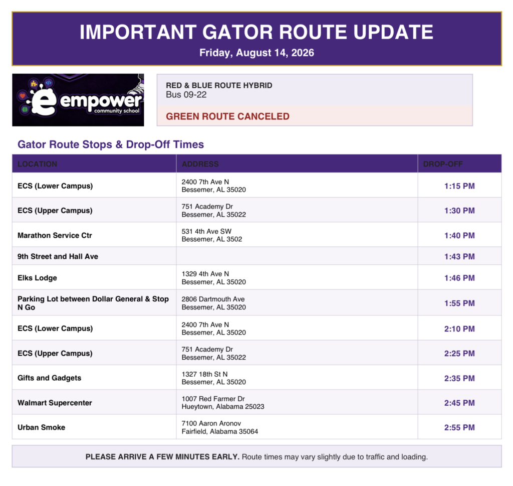 Gator Route Updated