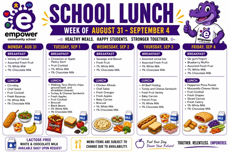 week of August 31 Menu