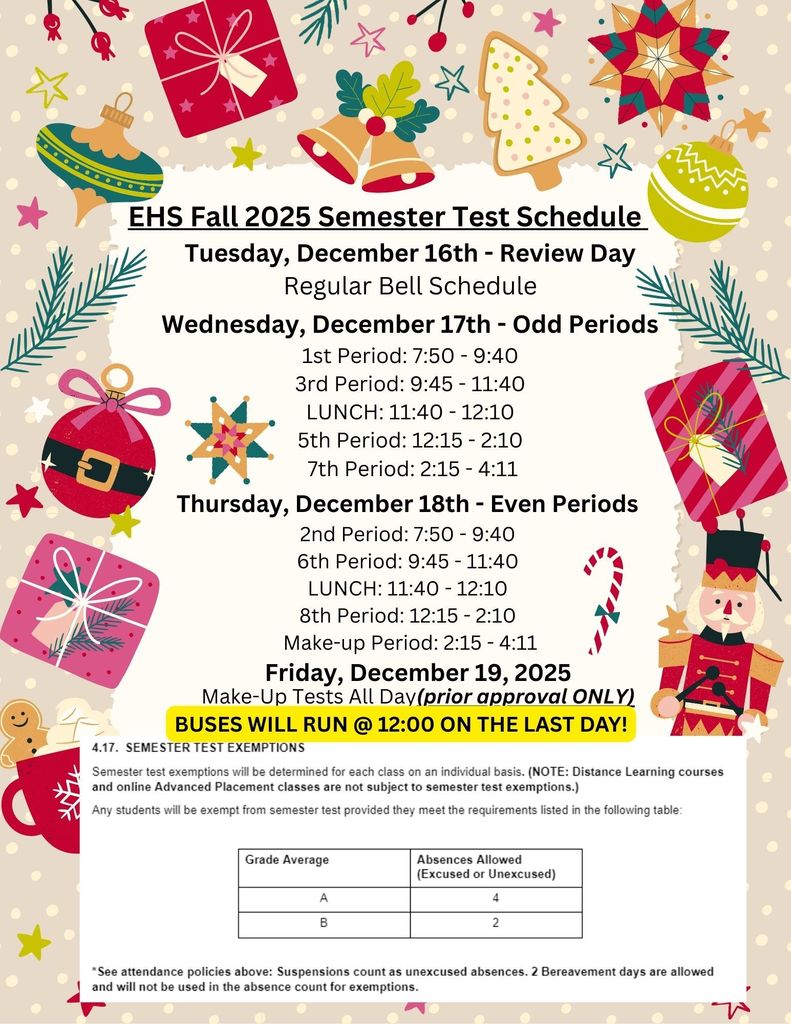 Updated Fall 2025 Semester Exams-English