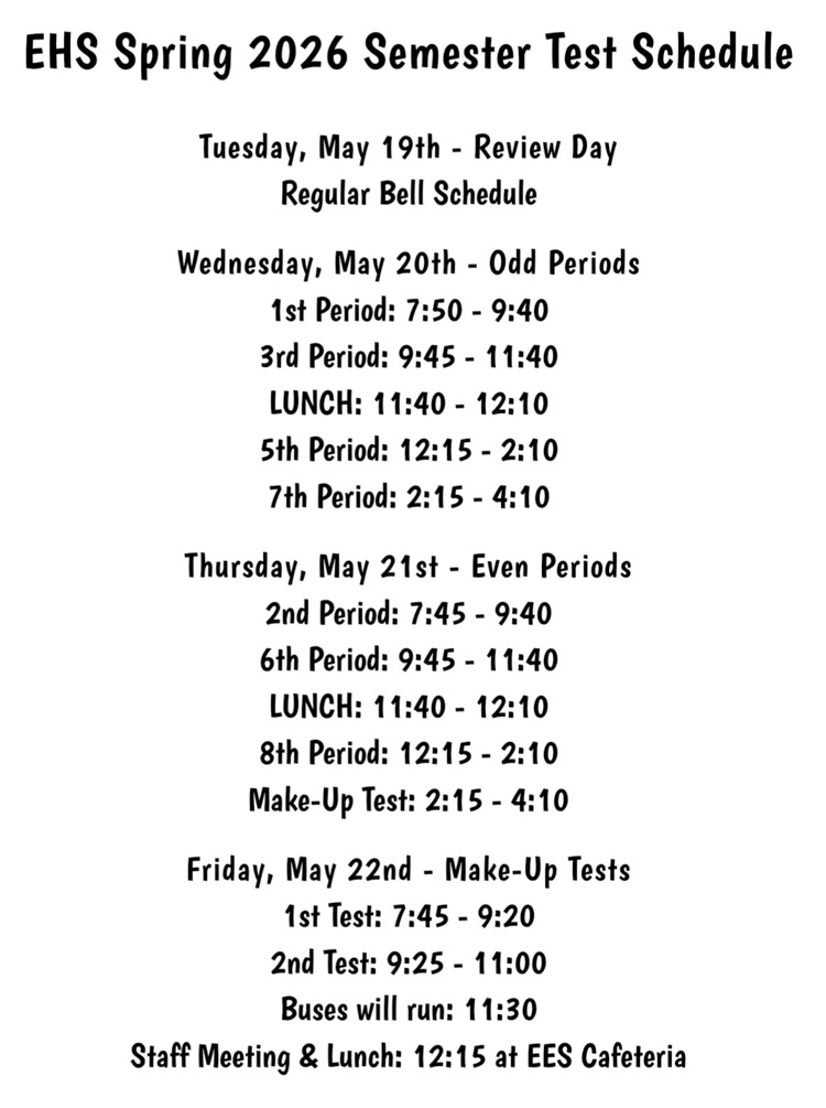 test schedule 