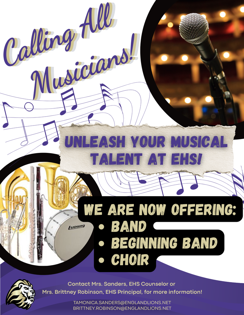 Announcement of music department updates for the 2026-27 school year