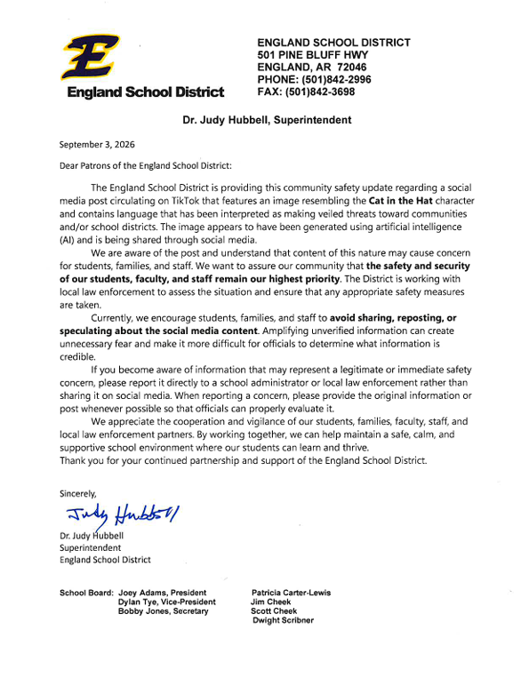 Cat and the Hat Letter from Dr. Hubbell