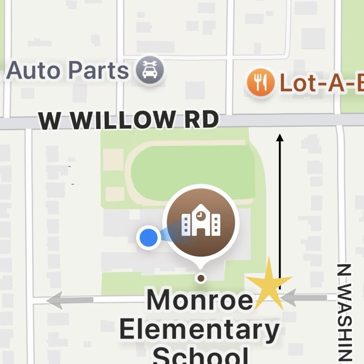 Attention car riders! As you enter our drop off loop each morning indicated by the yellow star), please remember that you can always follow the arrow north to drop off and exit to Willow Road. This will help with our traffic flow.