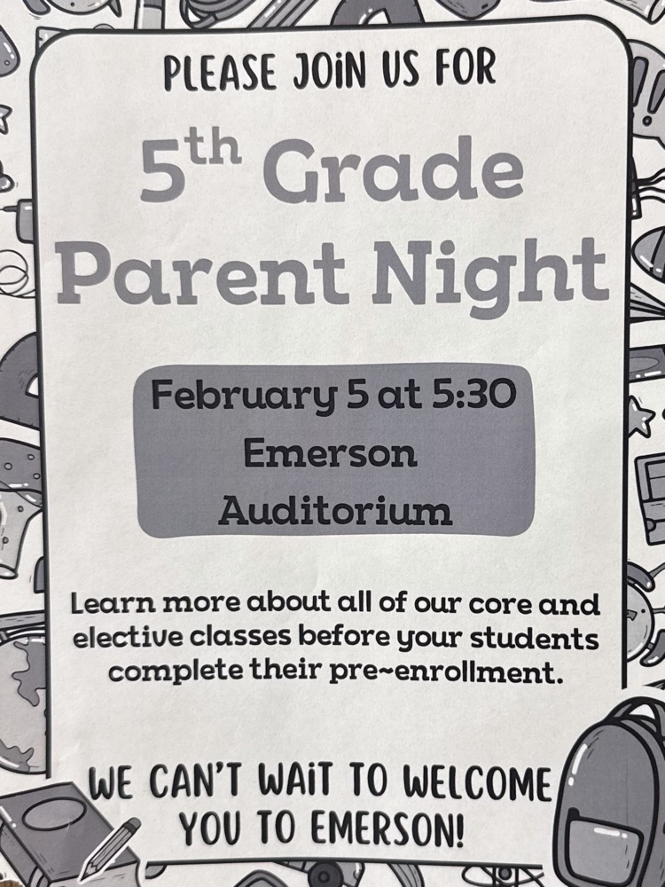 5th Grade Parent Night at Emerson, February 5, 5:30 pm