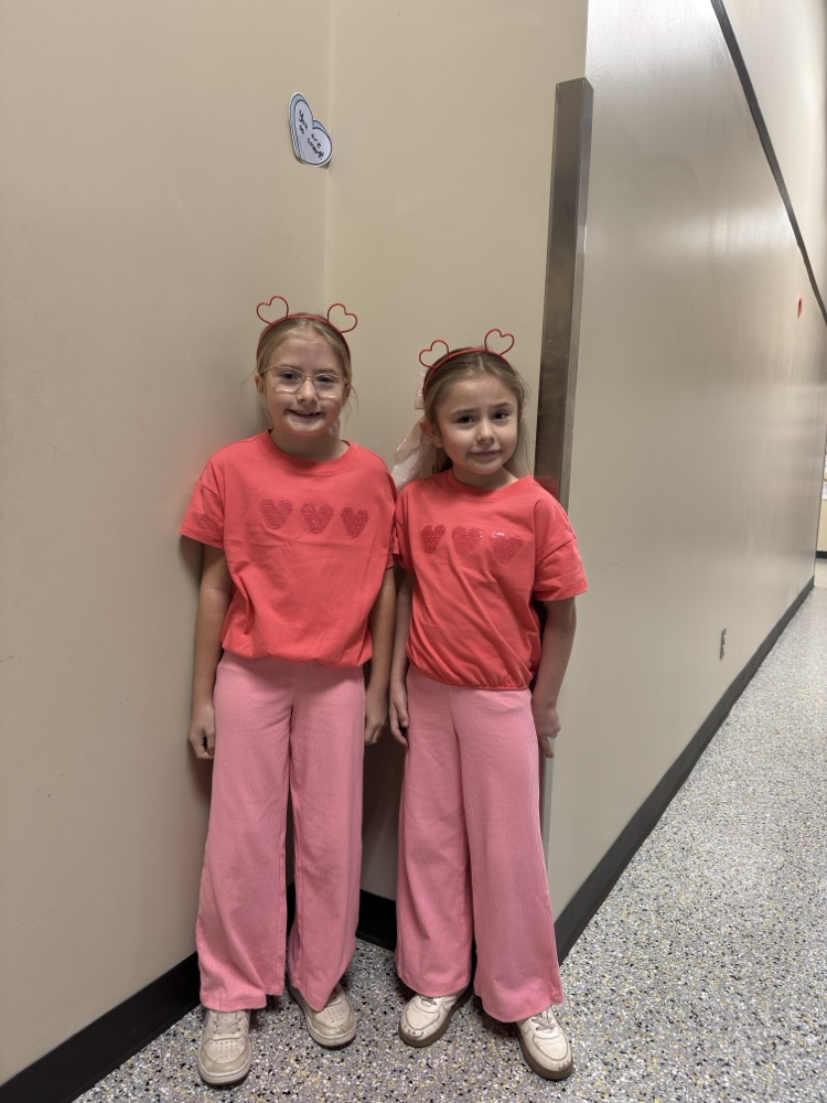 olivia and Madyson wearing matching pink outfits