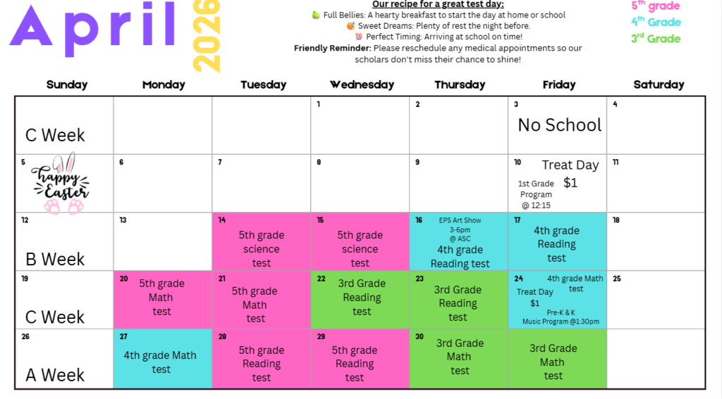 April 2026 Coolidge Calendar