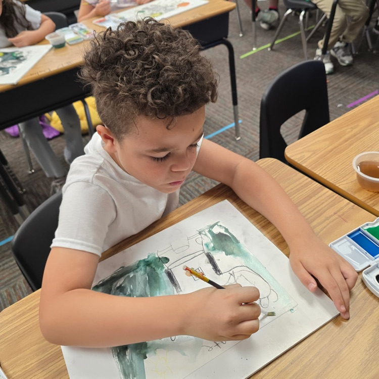 First grade Lions prepare for this year's district art show.💛🦁💙