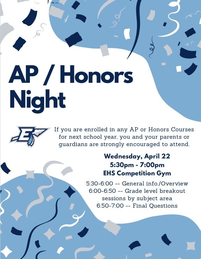 8th Grade AP/Honors Night Wed. April 22nd