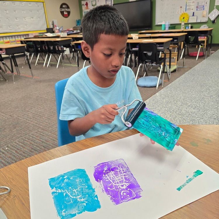 Styrofoam print art in our Wit & Wisdom studies💙🦁💛