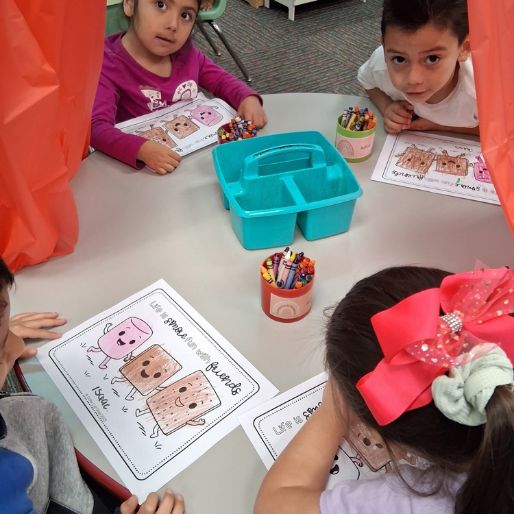 PK Camping Day! Mini-Lions worked in their "tents", made s'mores, and created mats.💙🦁💛