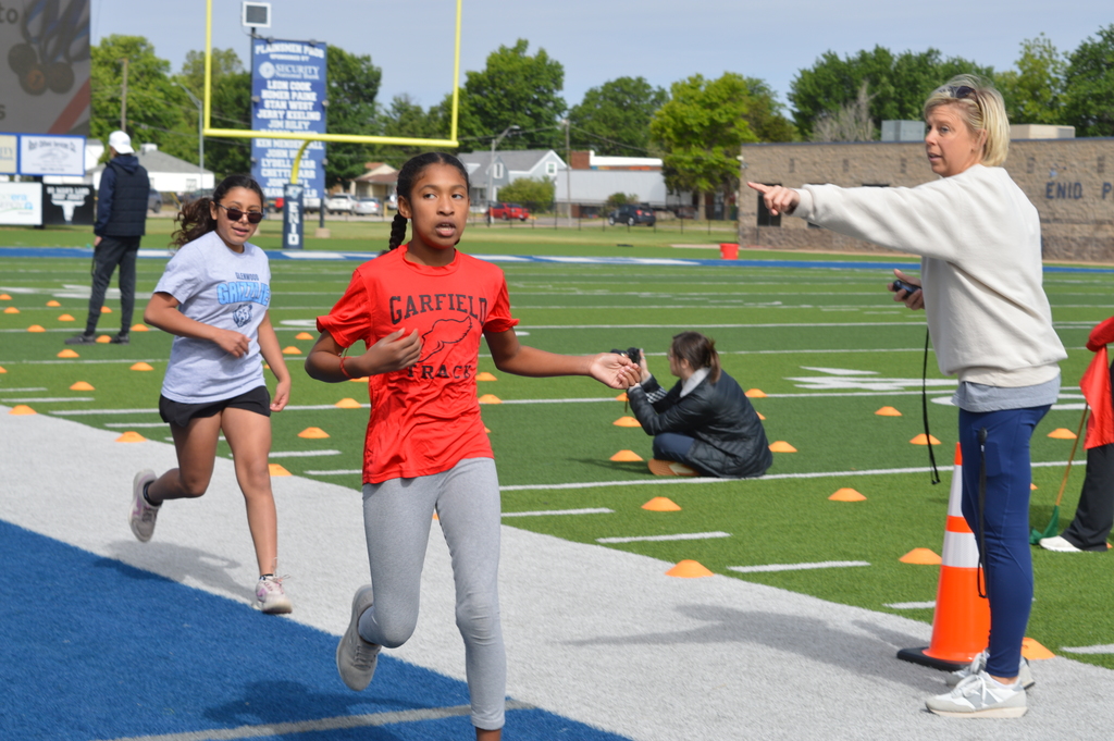 Crossing the finish line.