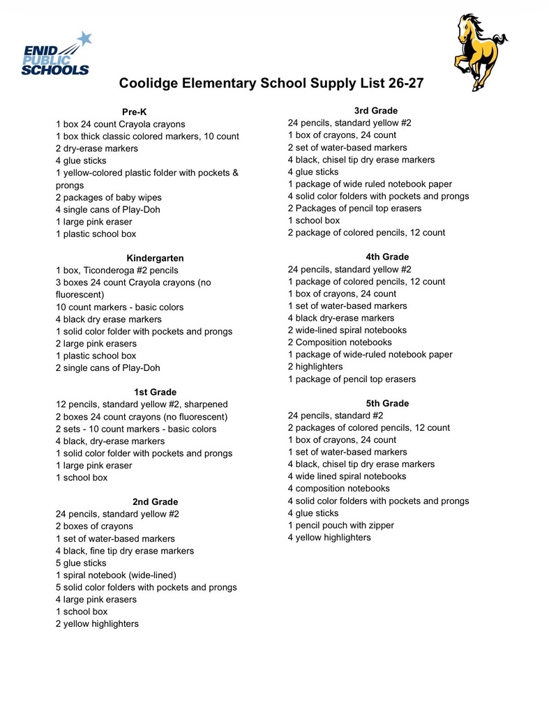 School Supply List