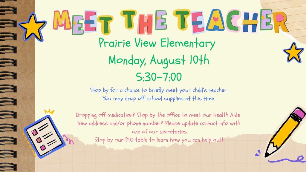 Meet the Teacher is tomorrow evening from 5:30-7:00pm. Stop by for a chance to briefly meet your child’s teacher 👋 You may drop off school supplies at this time 📚✏🎒 Dropping off medication? Stop by the office to meet our Health Aide 🤒 New address and/or phone number? Please update contact info with one of our secretaries.🤳🏠 Stop by our PTO table to learn how you can help out! 🙋♂🙋 We look forward to seeing everyone!