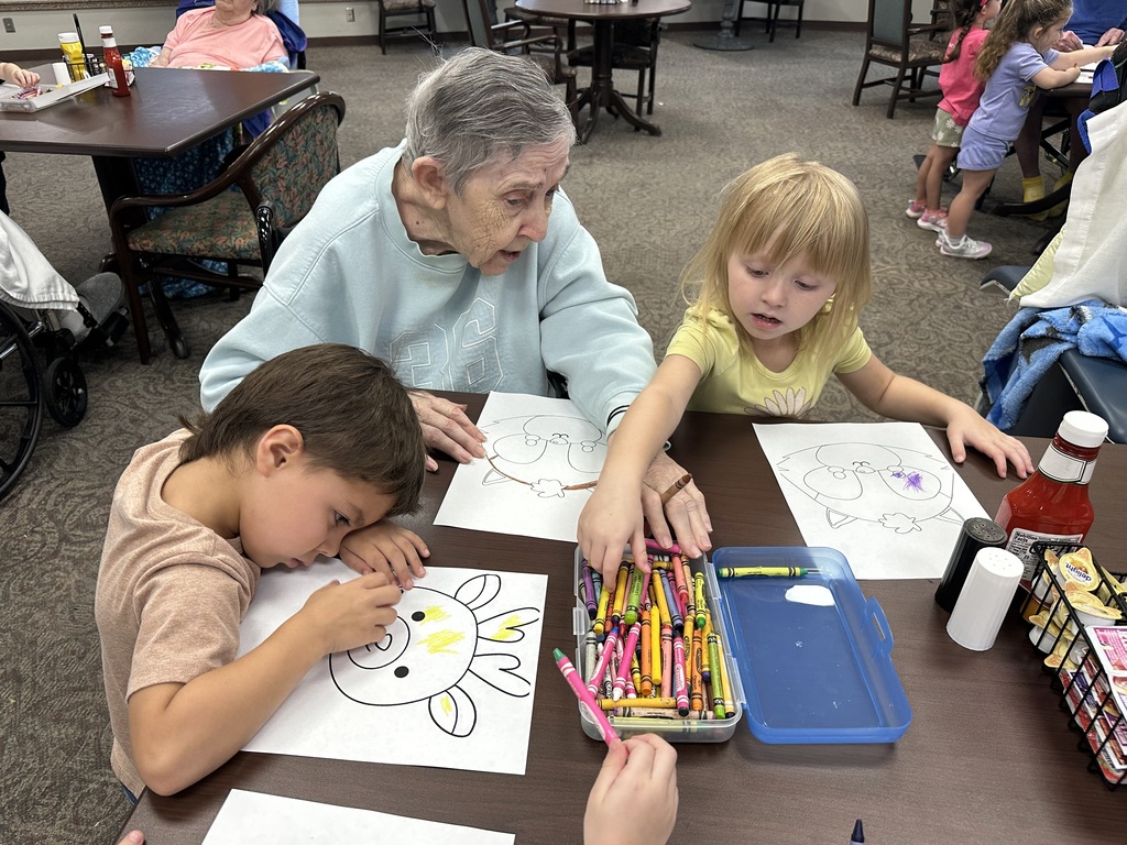 Mrs. Silva's class enjoying activities the elders at the Commons
