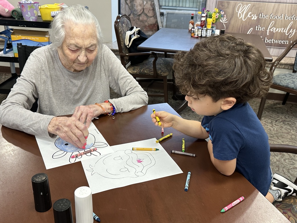 Mrs. Silva's class enjoying activities the elders at the Commons