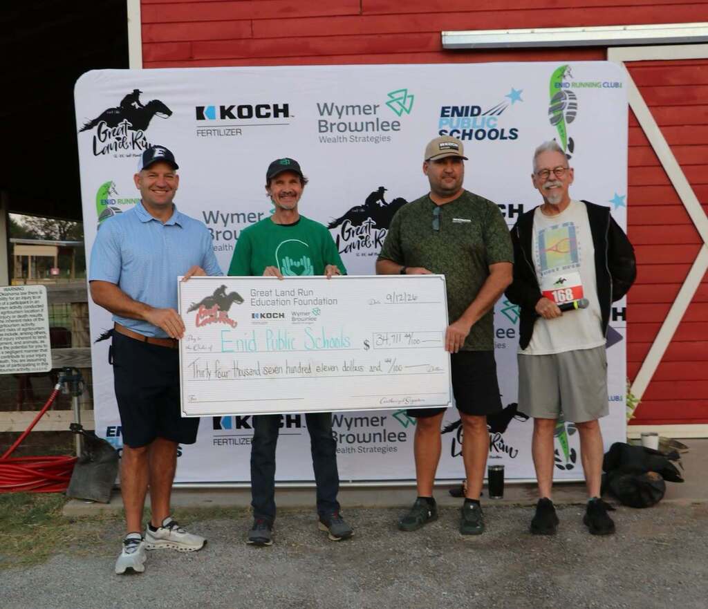 Great land run check for over $37,000 to enid public schools