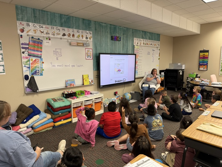 Second graders in Ms. Schapansky's class "wonder" about this week's book with pre-reading strategies.💛🦁💙