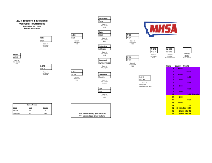 Volleyball Divisionals Bracket